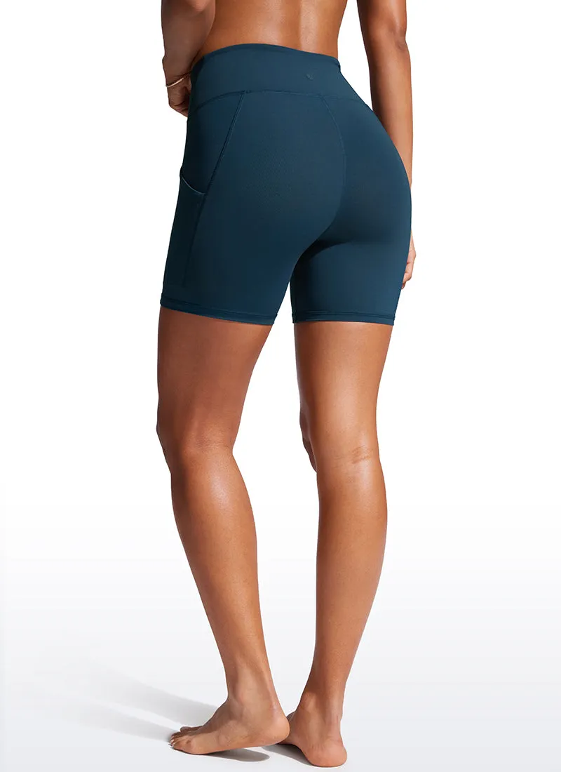High Waisted Swim Board Shorts with Liner and Pockets 6''