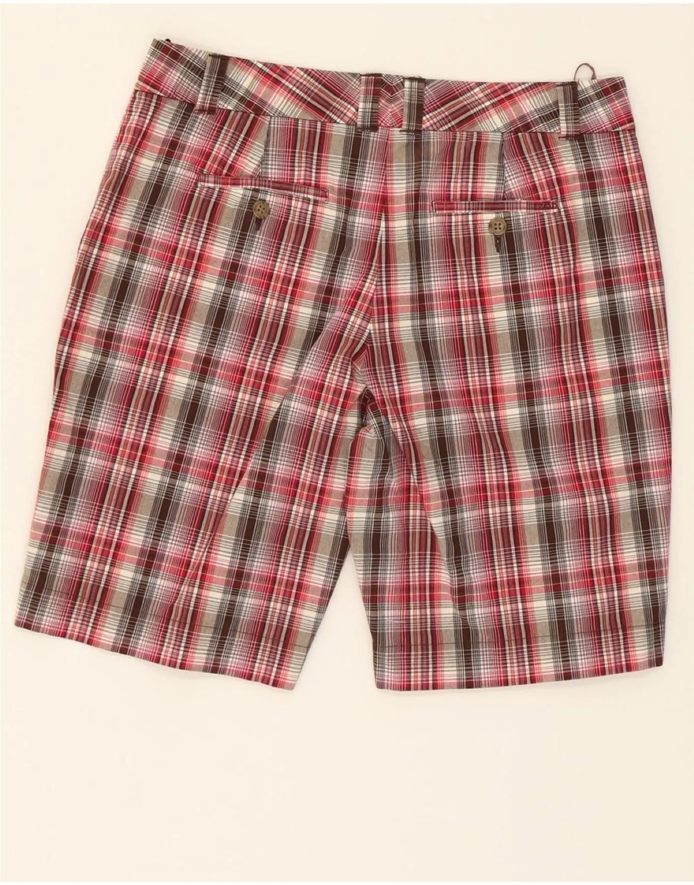 IZOD Womens Chino Shorts US 8 Medium W30  Red Check Cotton