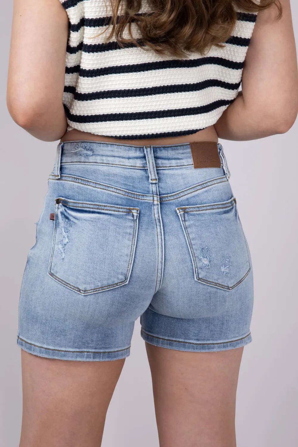 Judy Blue Mid Rise Dad Denim Shorts for Women | 15295REG