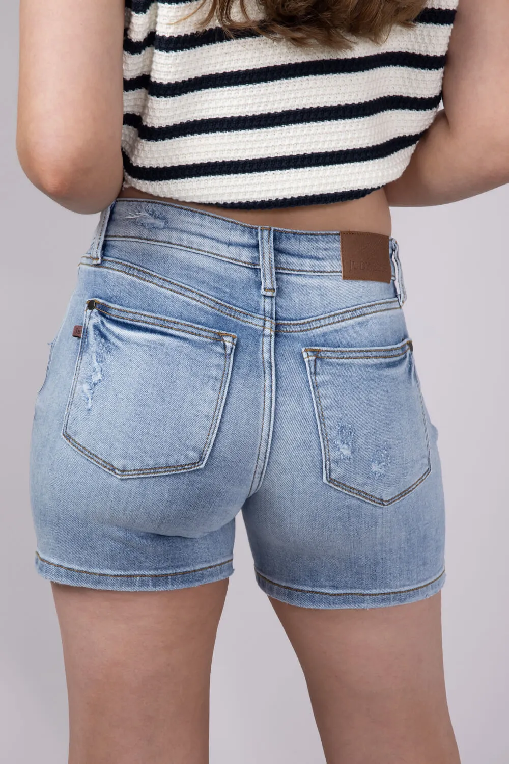 Judy Blue Mid Rise Dad Denim Shorts for Women | 15295REG