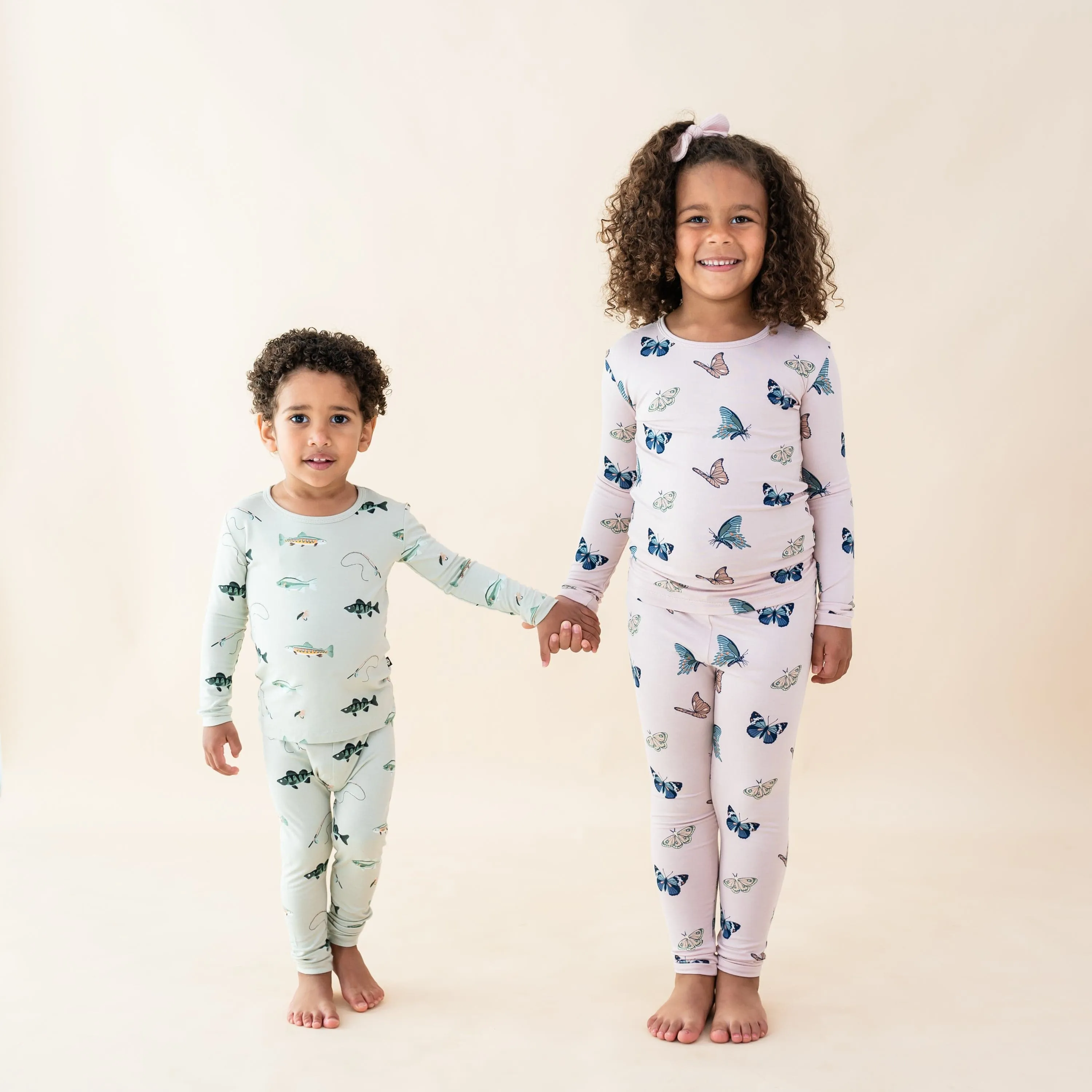 Long Sleeve Pajamas in Blush Butterfly