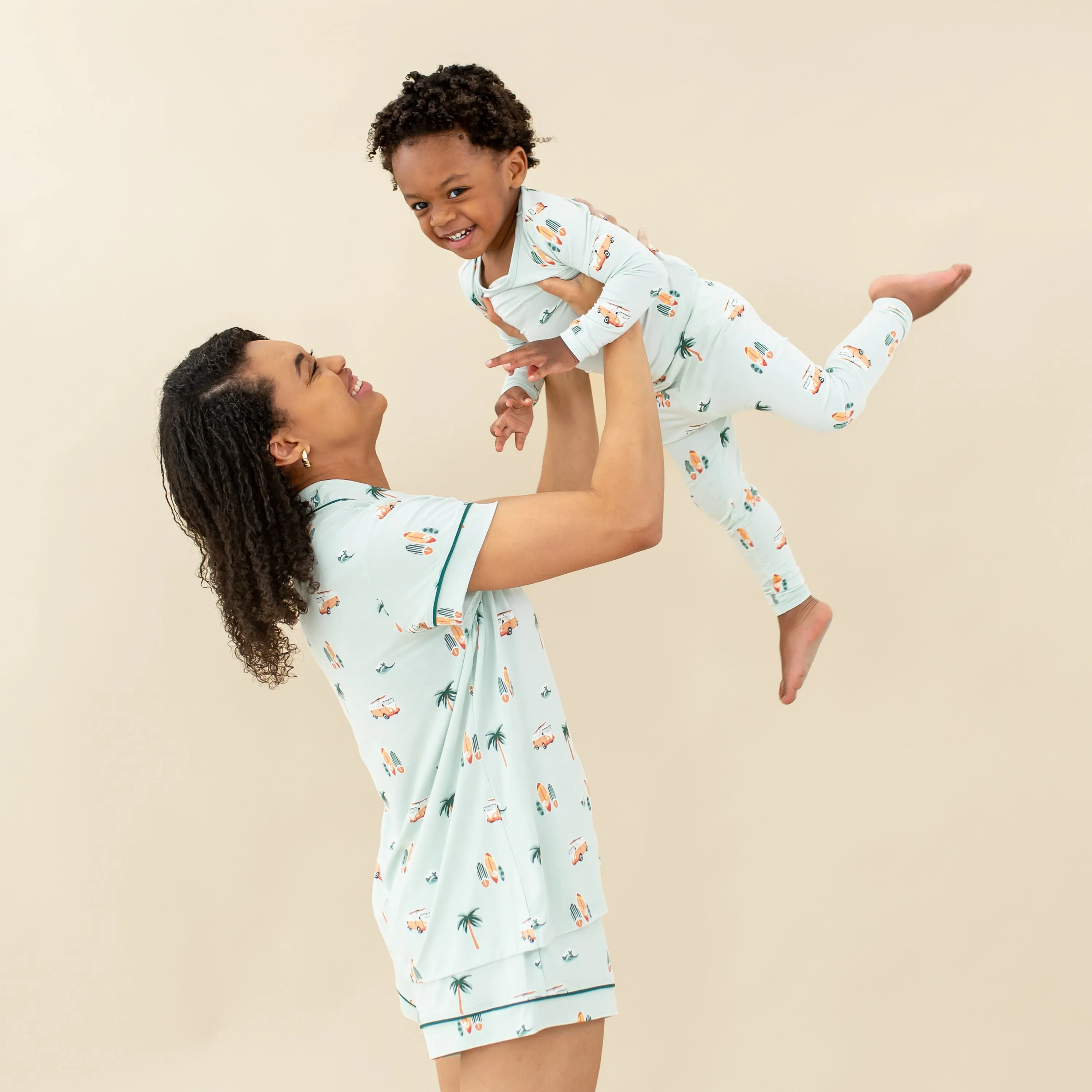 Long Sleeve Pajamas in Dew Surf