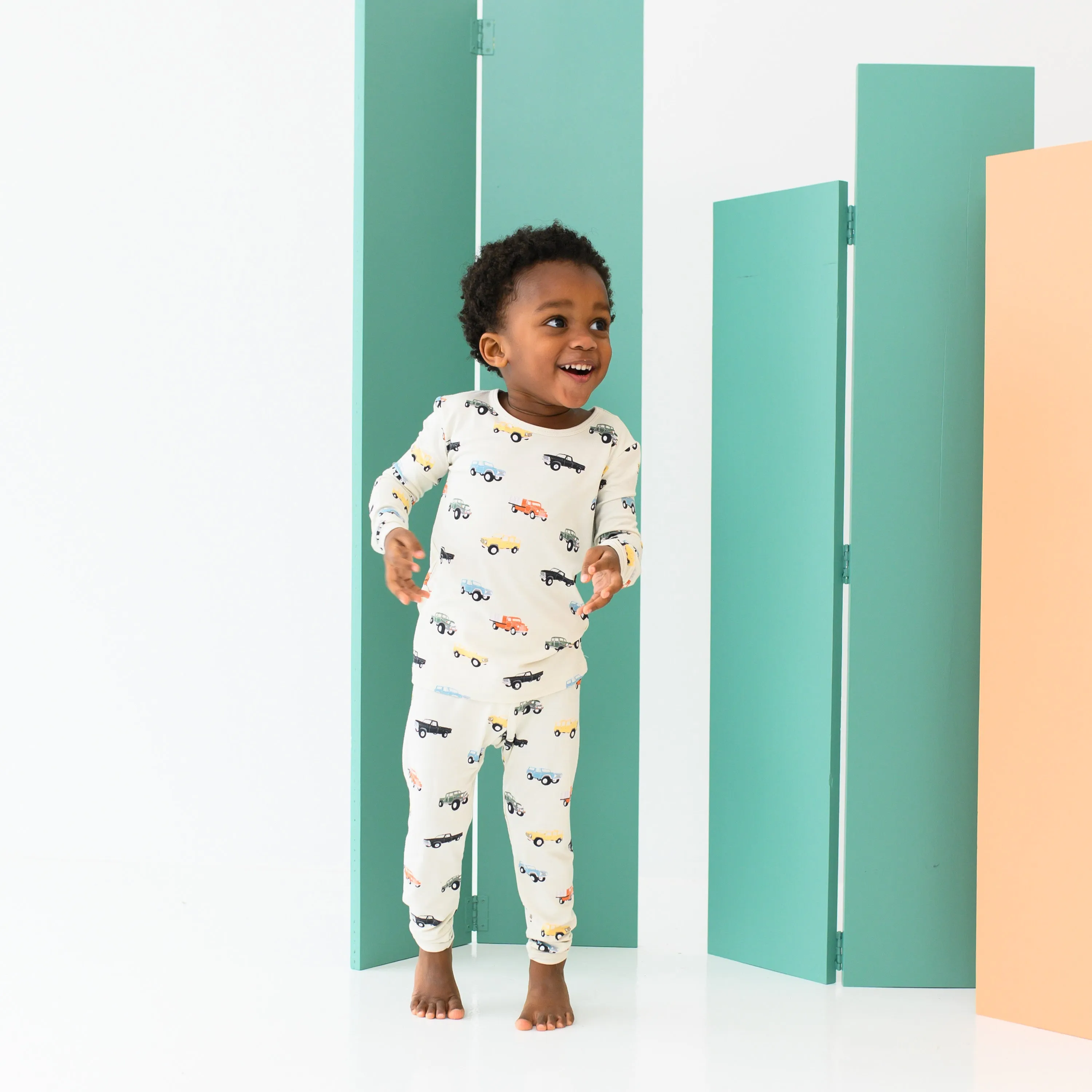 Long Sleeve Pajamas in Vintage Truck