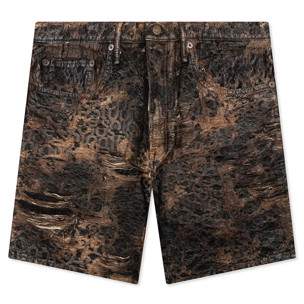 Loose Fit Denim Monogram Shorts Fn-Mn-Shor000260 - Brown