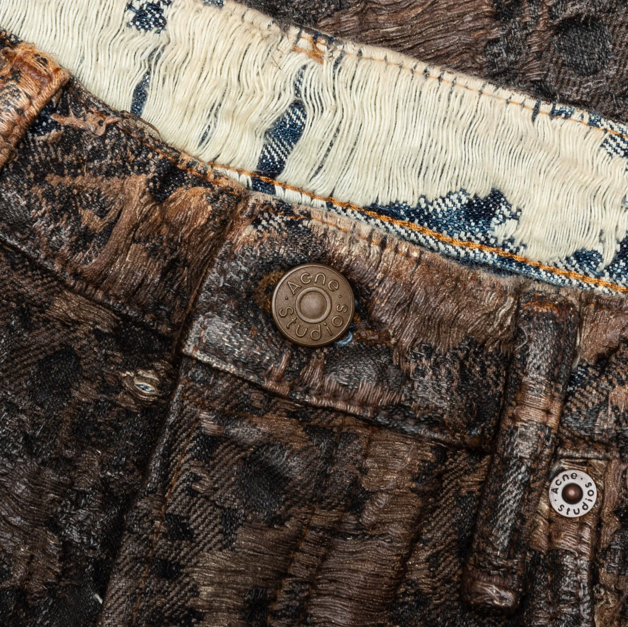 Loose Fit Denim Monogram Shorts Fn-Mn-Shor000260 - Brown