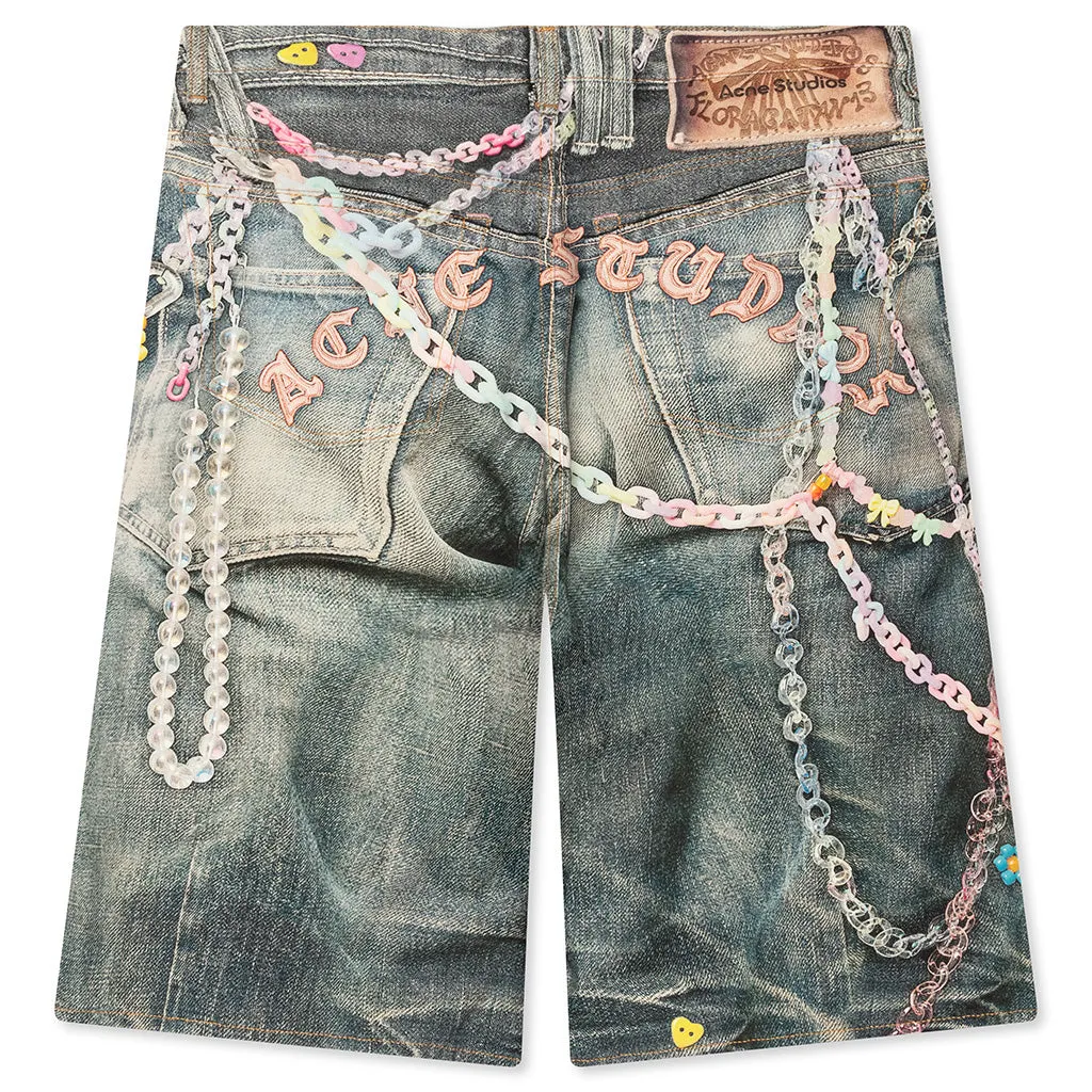 Loose Fit Denim shorts Fn-Mn-Shor000264 - Mid Blue