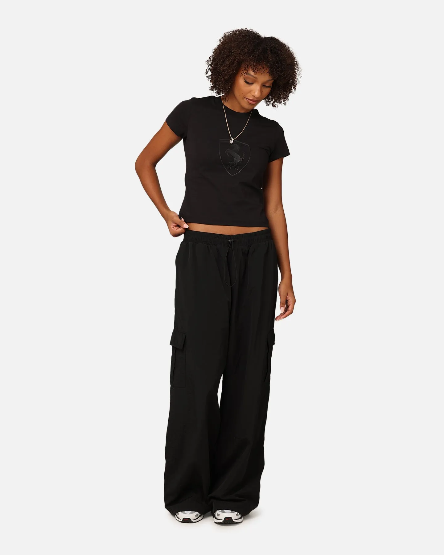 Mitchell & Ness Women's Oakland Raiders Wavey Text Cargo Pants Black