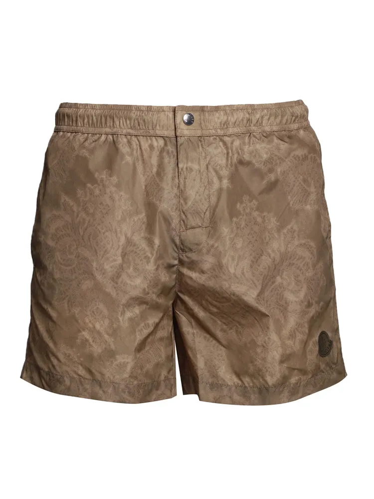Moncler Genius Logo Patch Printed Swim Shorts