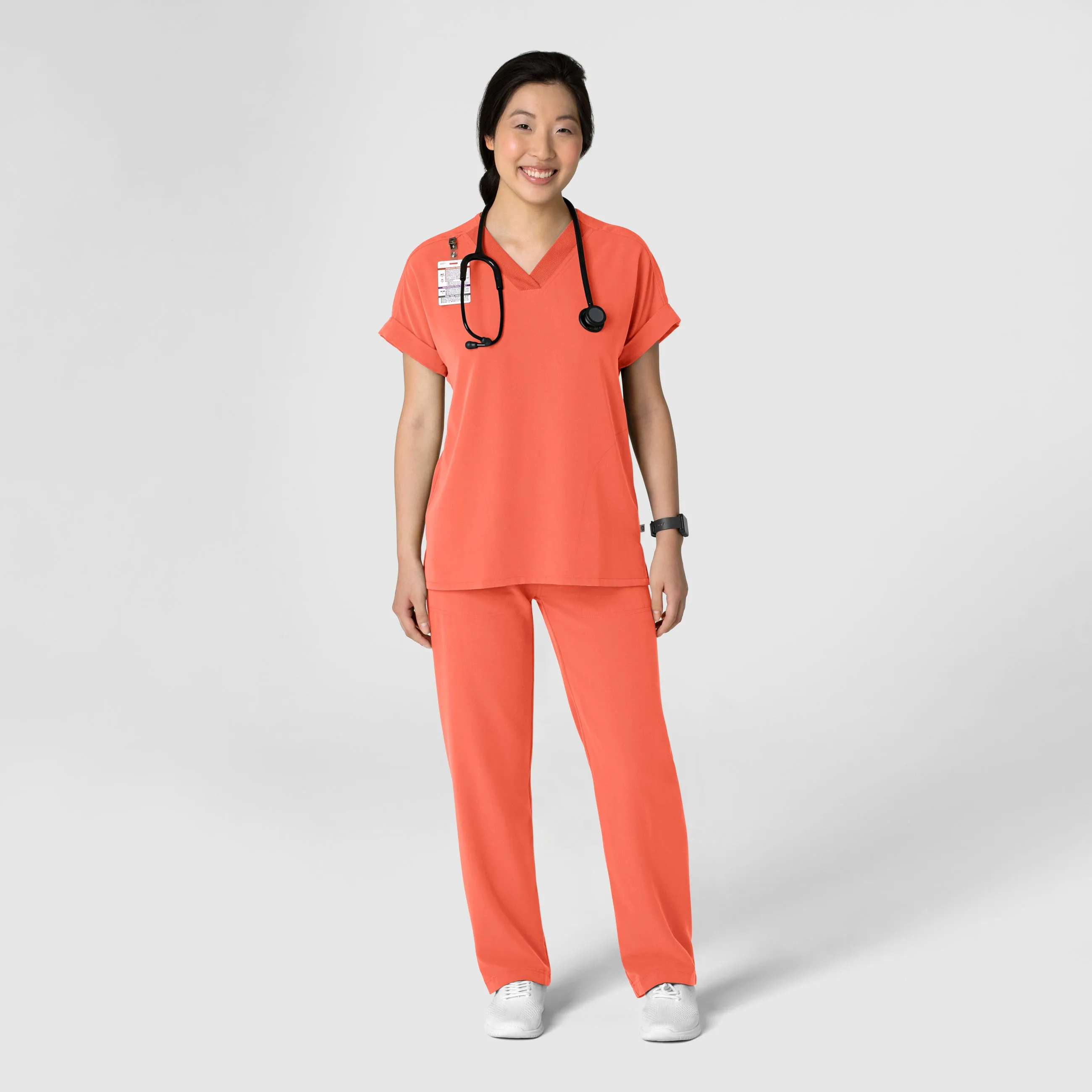 Nova Women's Stovepipe High-Low Hem Scrub Pant - Sugar Coral