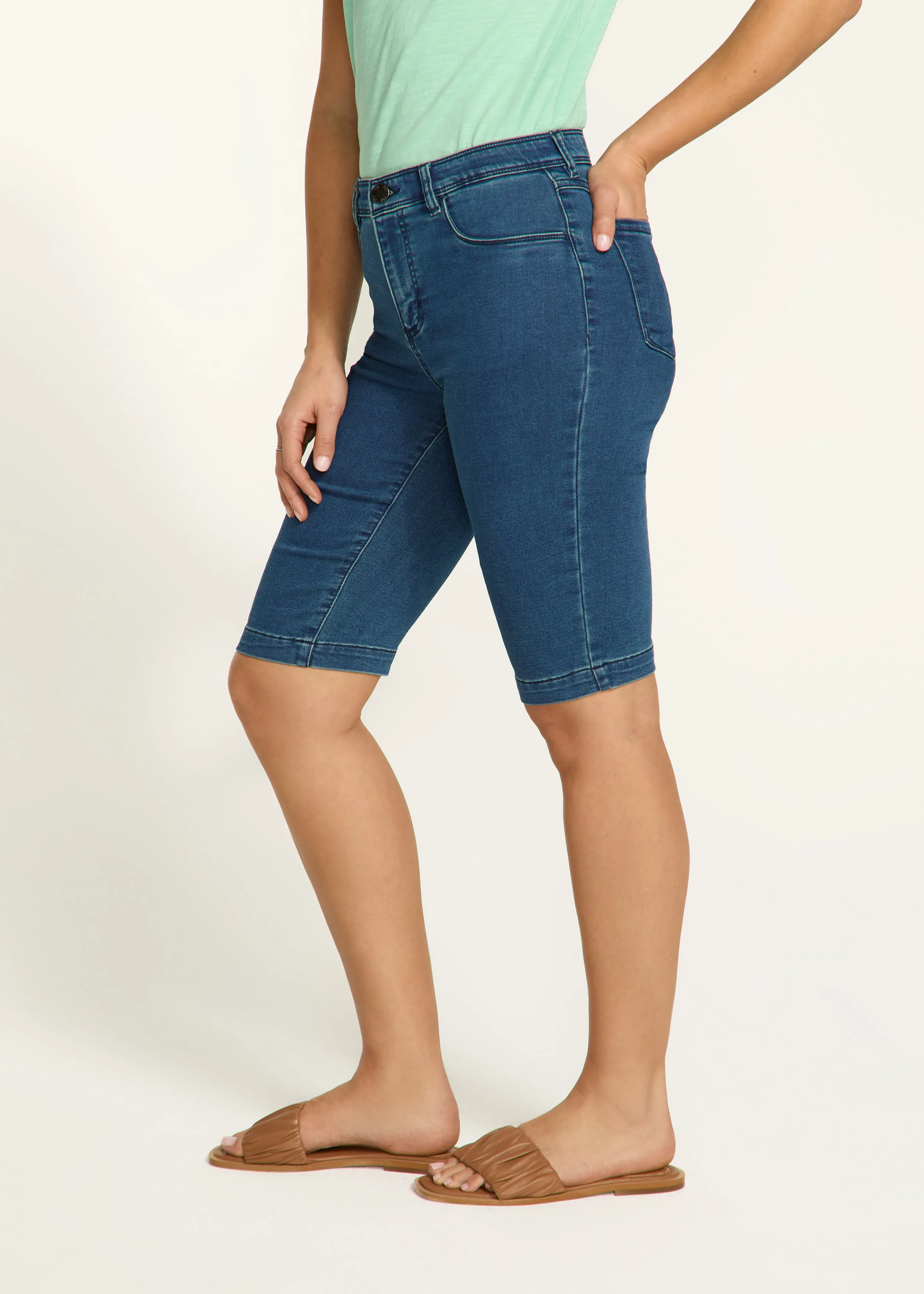 Olivia Bermuda Denim, Dark Indigo