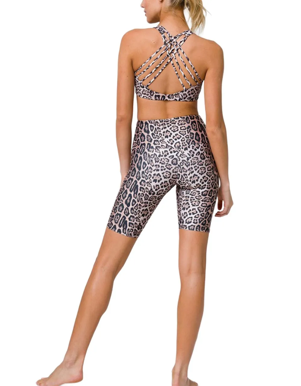 Onzie High Rise Bike Shorts 2225 XS Leo and Black