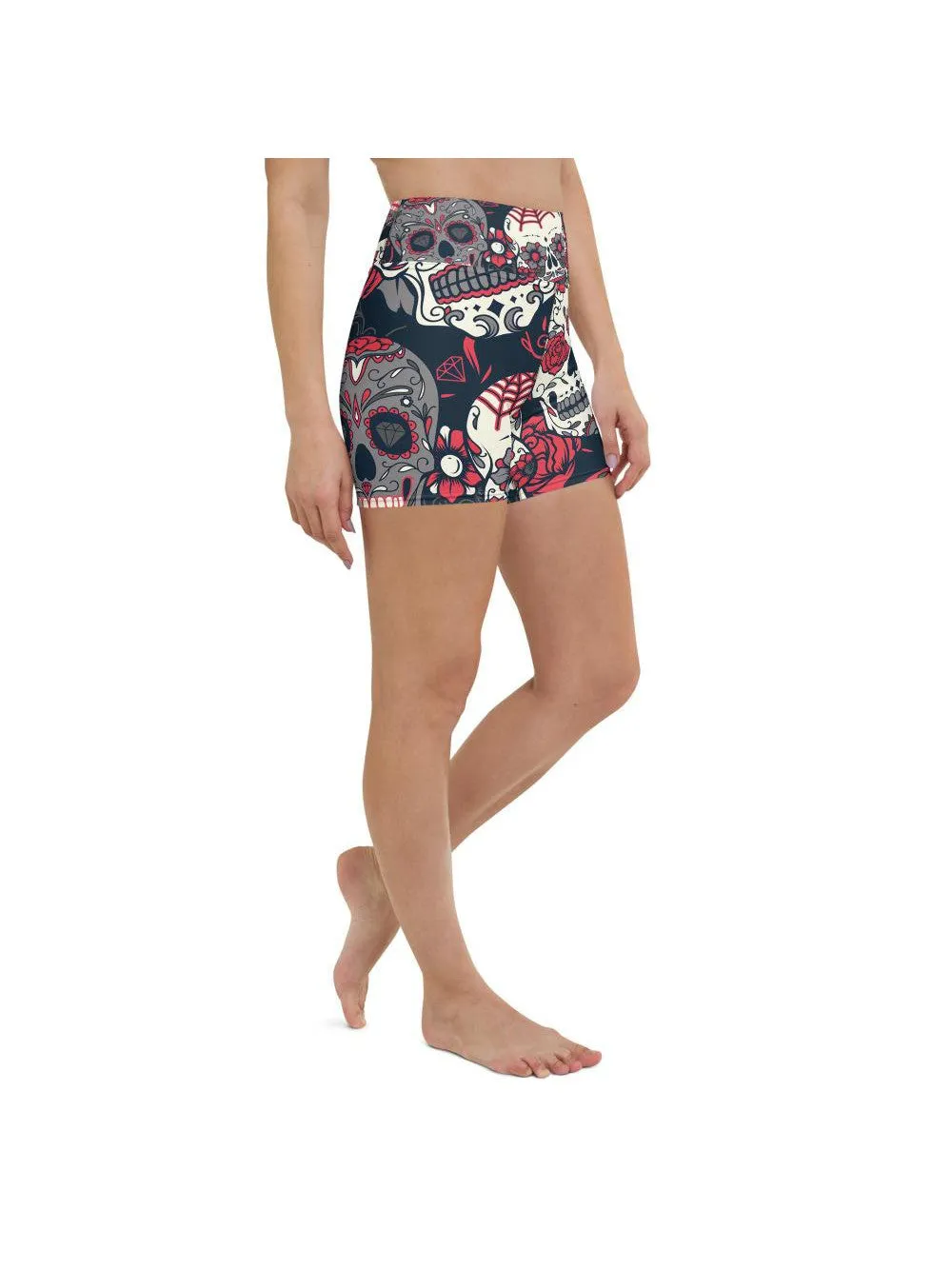 Pink Sugar Skull Yoga Shorts