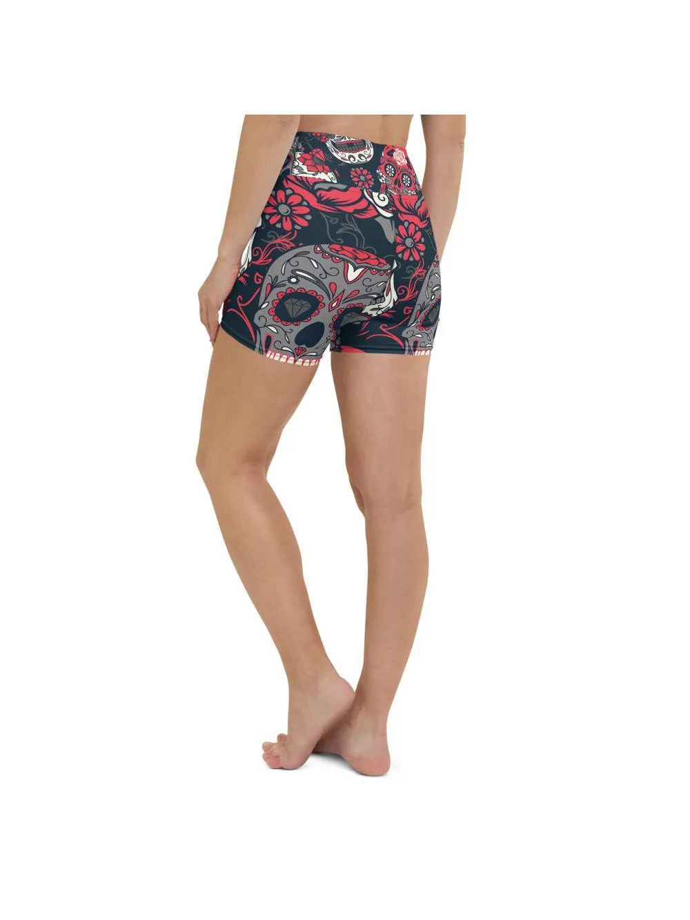 Pink Sugar Skull Yoga Shorts
