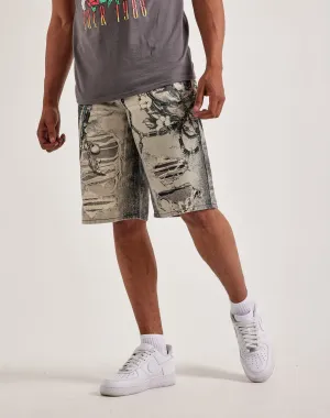 Preme Printed Chain Denim Shorts