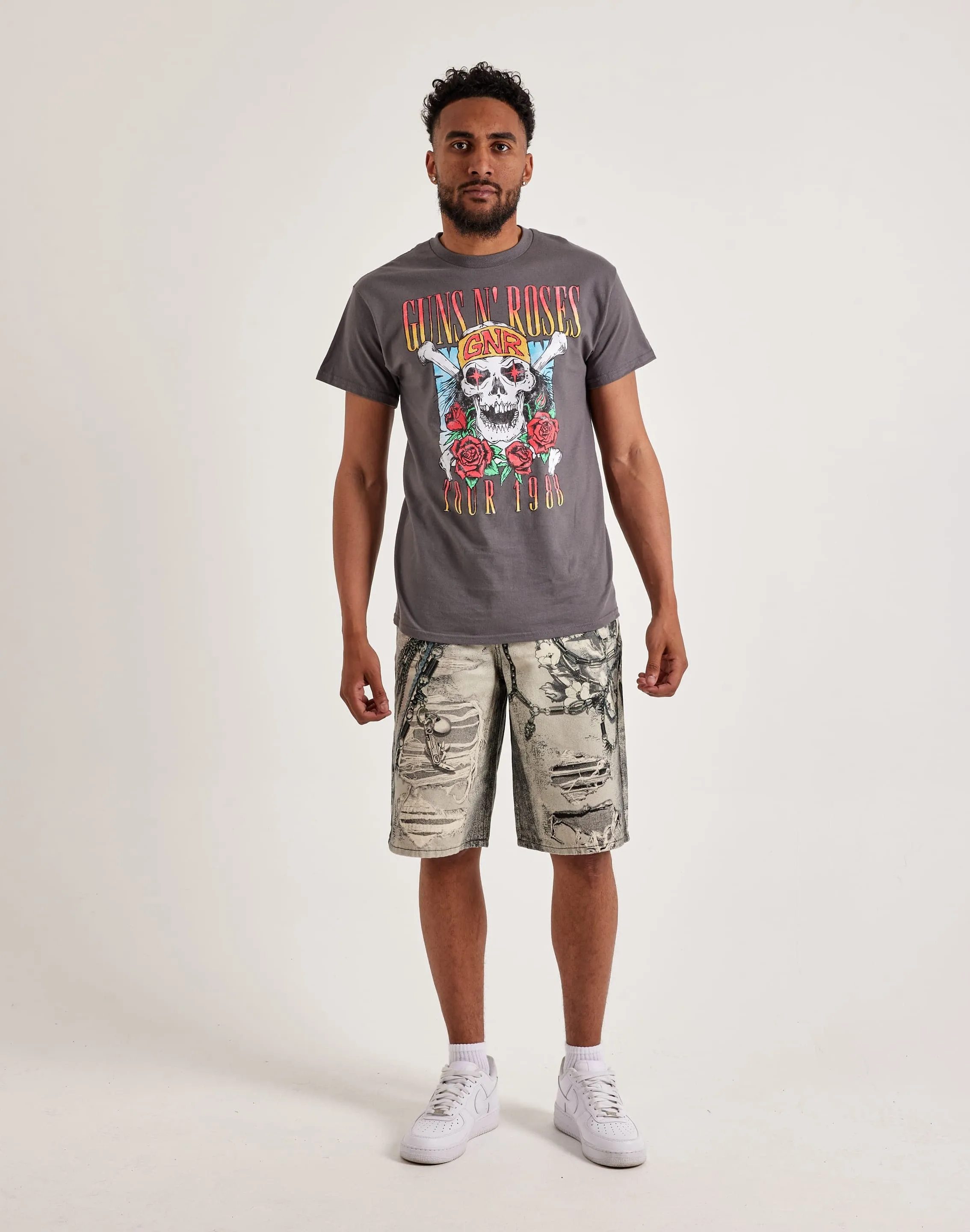Preme Printed Chain Denim Shorts