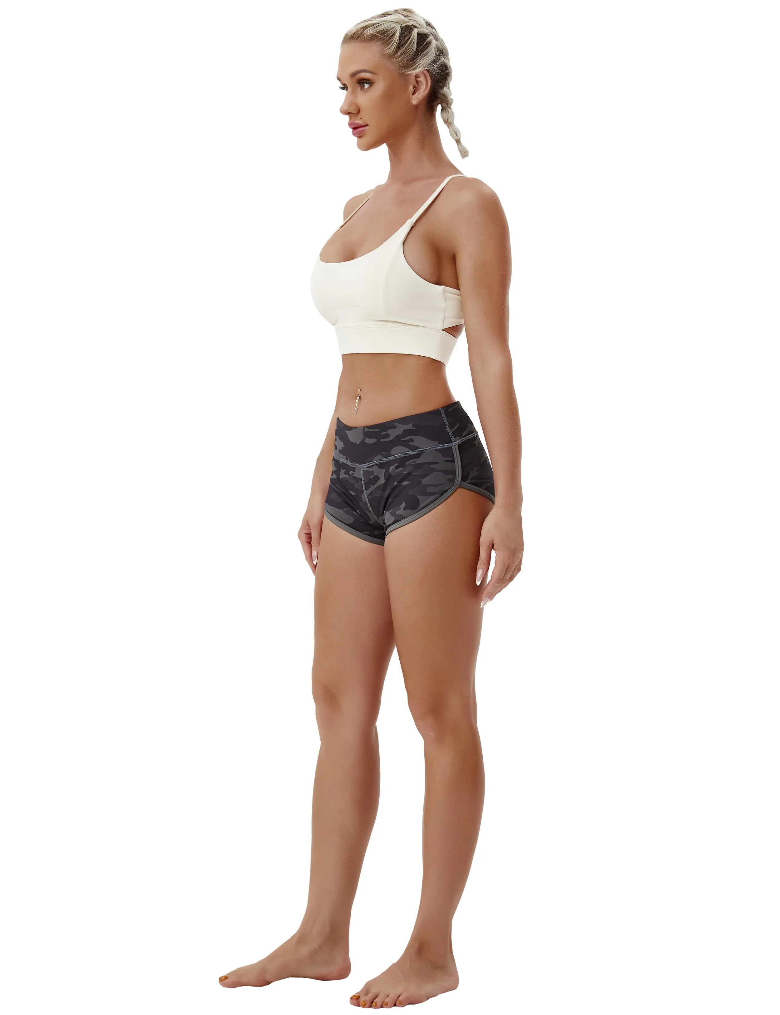 Printed Booty Biking Shorts dimgray camo_Biking