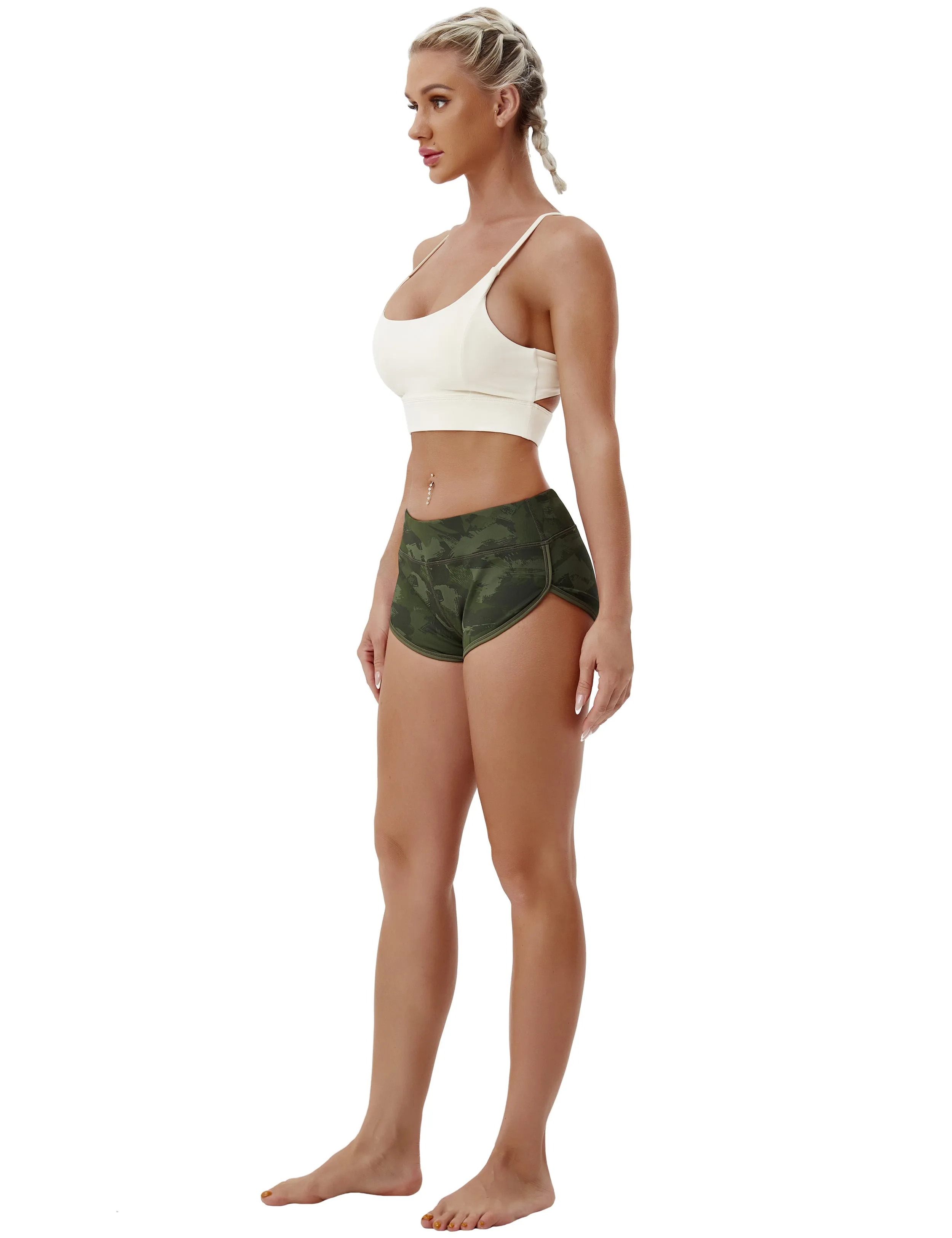 Printed Booty Gym Shorts green brushcamo_Gym