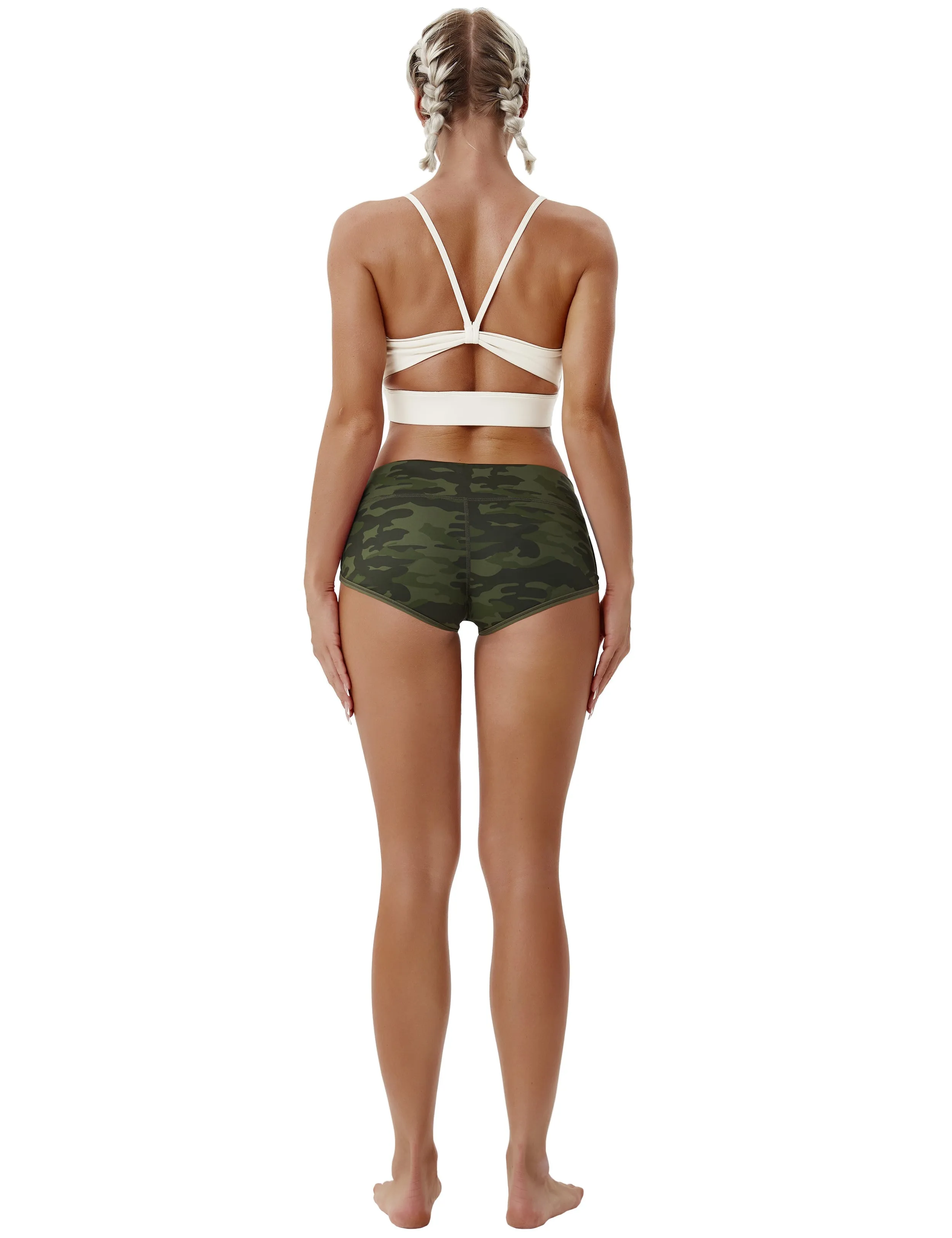 Printed Booty Gym Shorts green camo_Gym