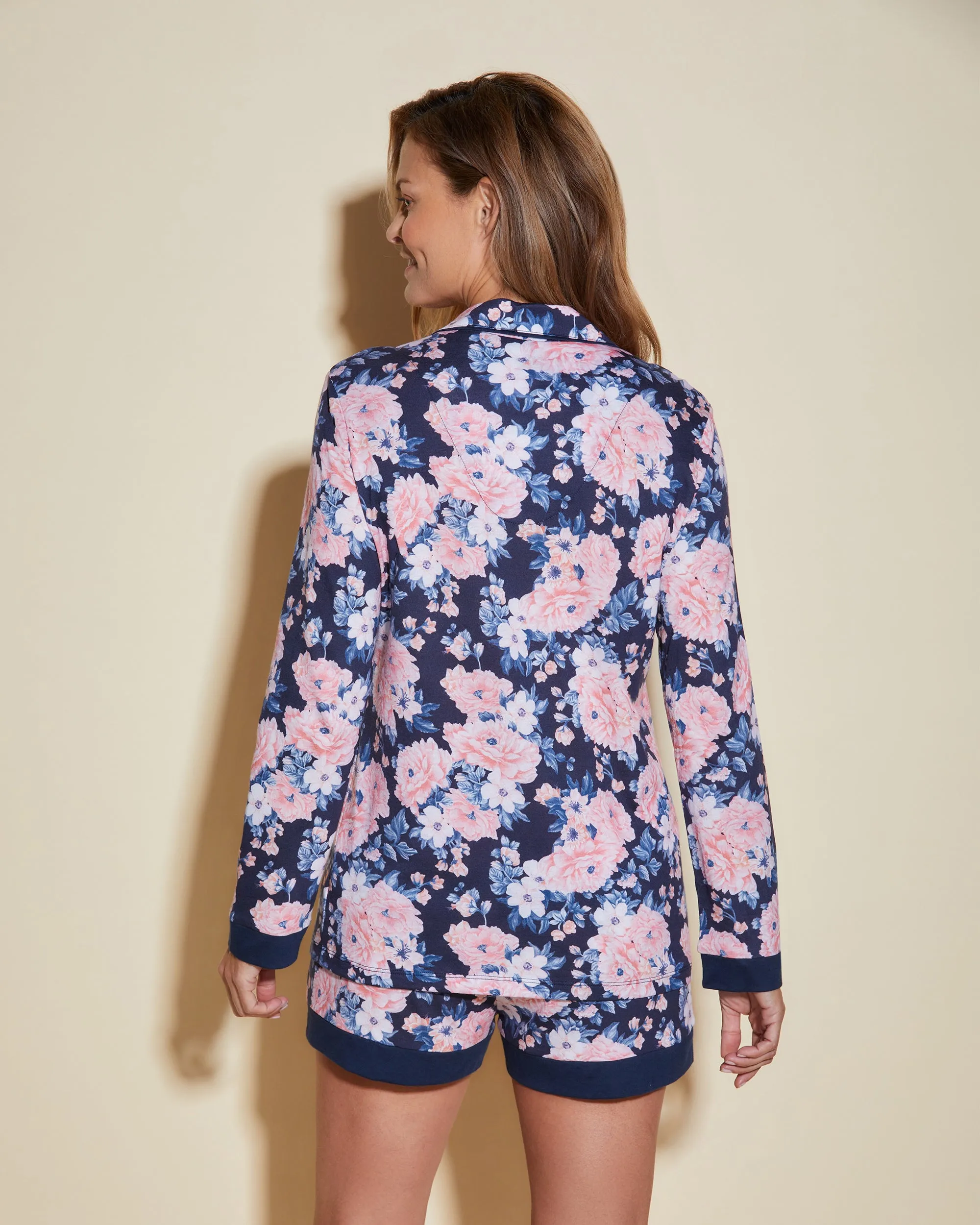 Printed Long Sleeve Top & Boxer Pajama Set