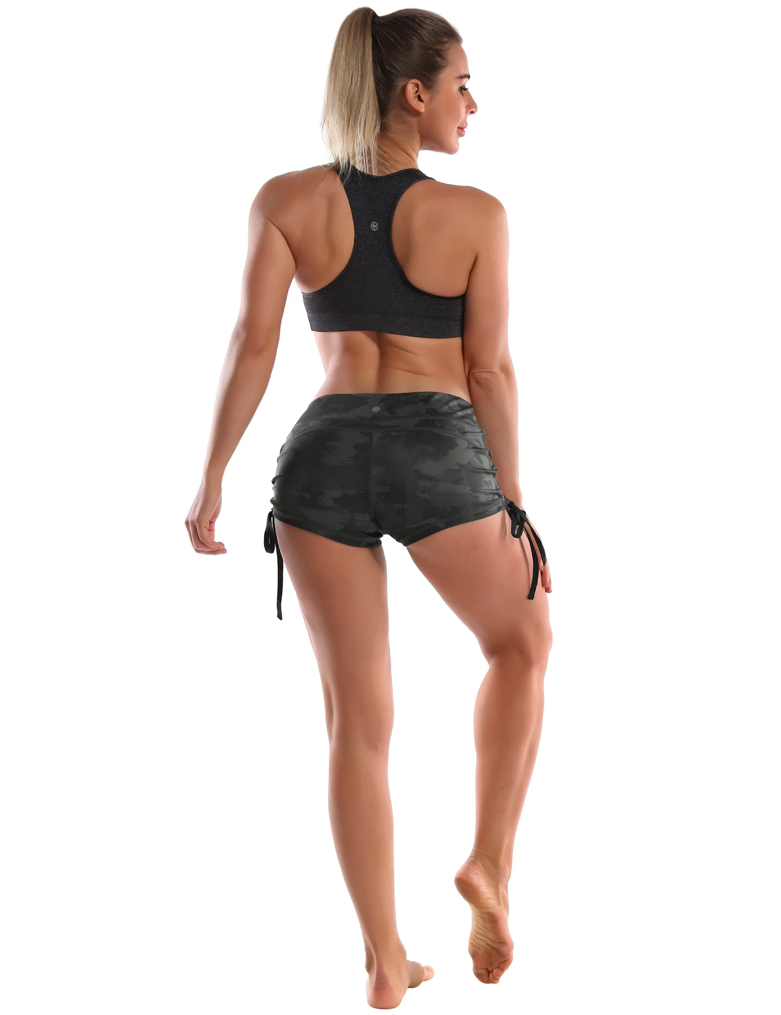 Printed Side Drawstring Hot Shorts dimgray brushcamo ins_yoga