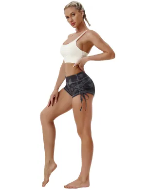 Printed Side Drawstring Hot Shorts dimgray brushcamo_yoga
