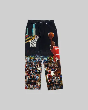 PRINTED TWILL PANTS BLACK