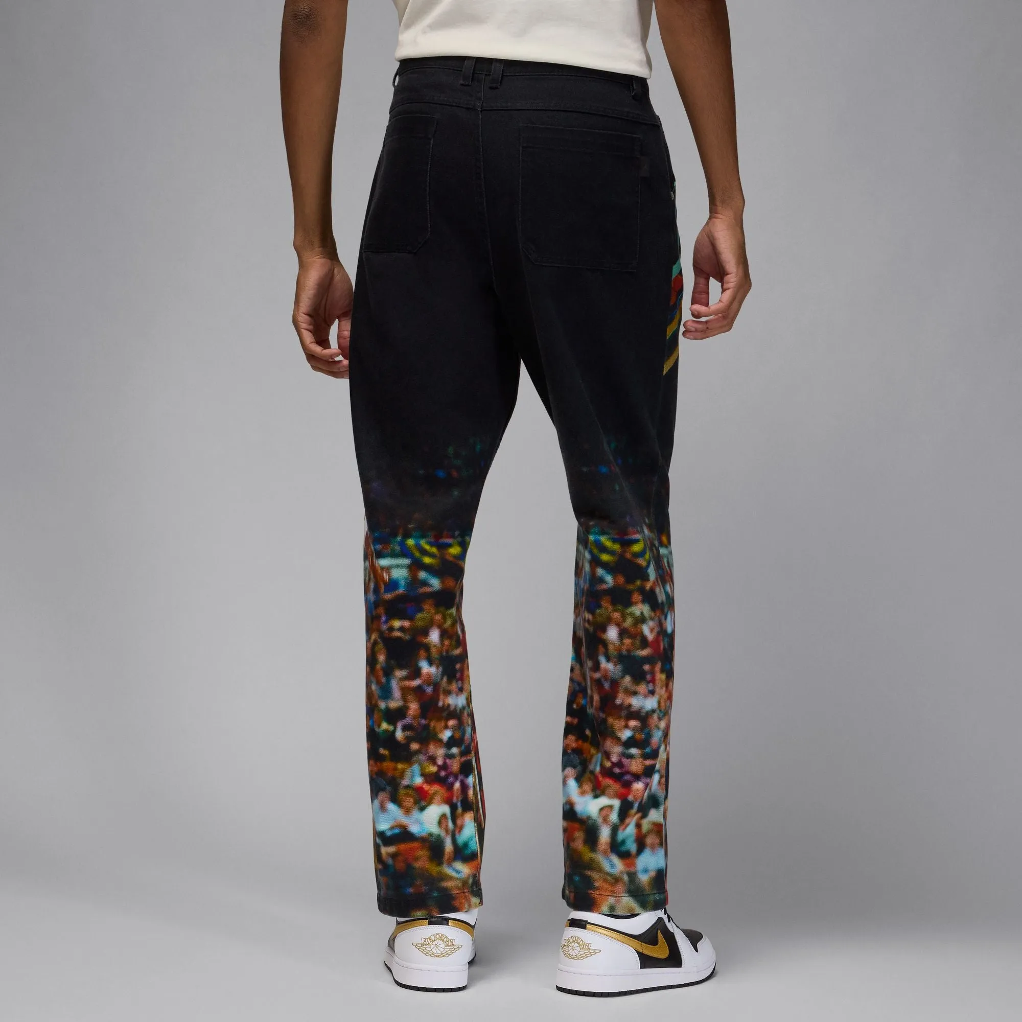 PRINTED TWILL PANTS BLACK