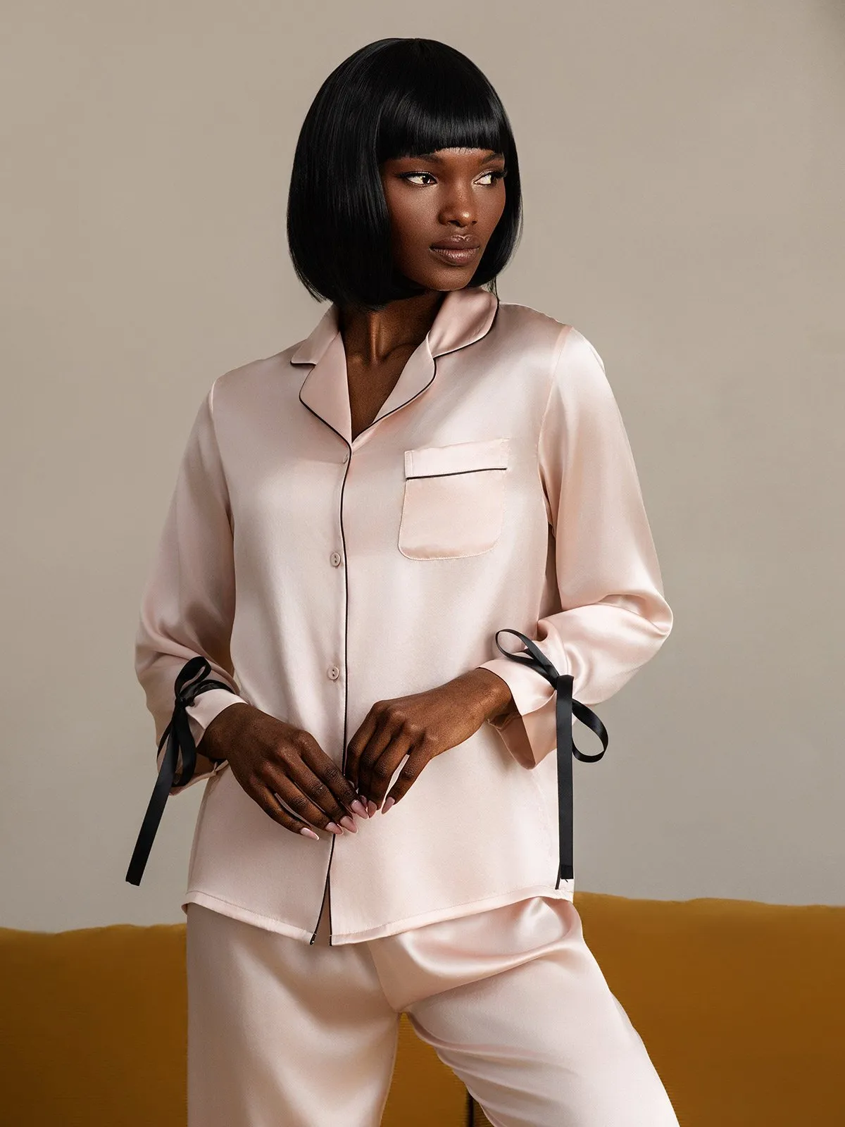 Pure Silk Long Sleeve Pants Pajama Set