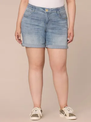 "Ab"solution Mid-Rise 7-Inch Inseam Plus Size Shorts with Roll Cuff