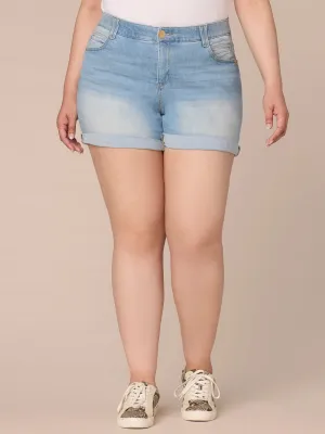 "Ab"solution Mid-Rise Plus Size Shorts with Angled Dart Seams