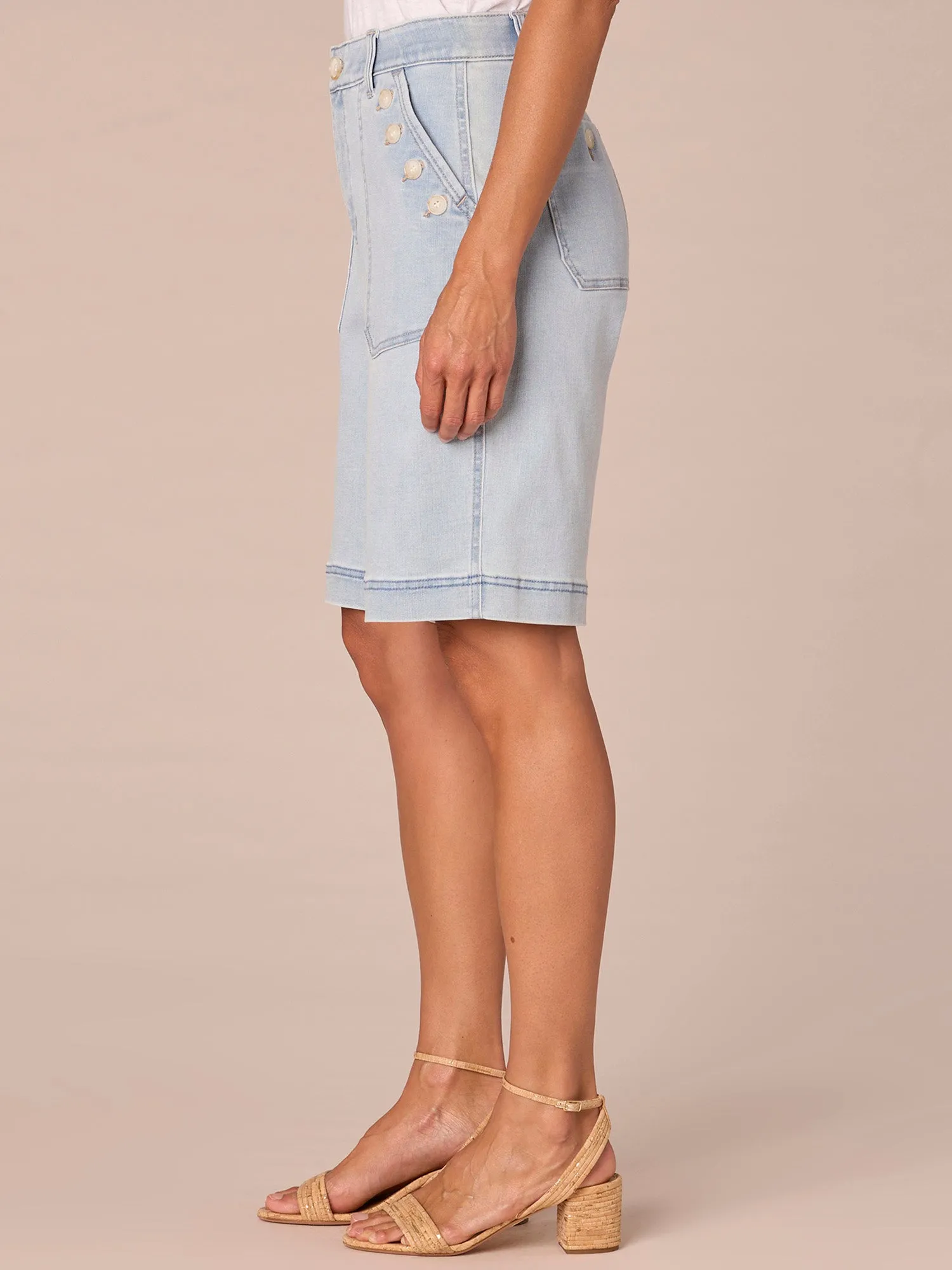 "Ab"solution Skyrise Sailor Button Patch Pocket Bermuda Shorts