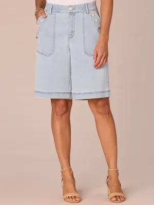 "Ab"solution Skyrise Sailor Button Patch Pocket Bermuda Shorts