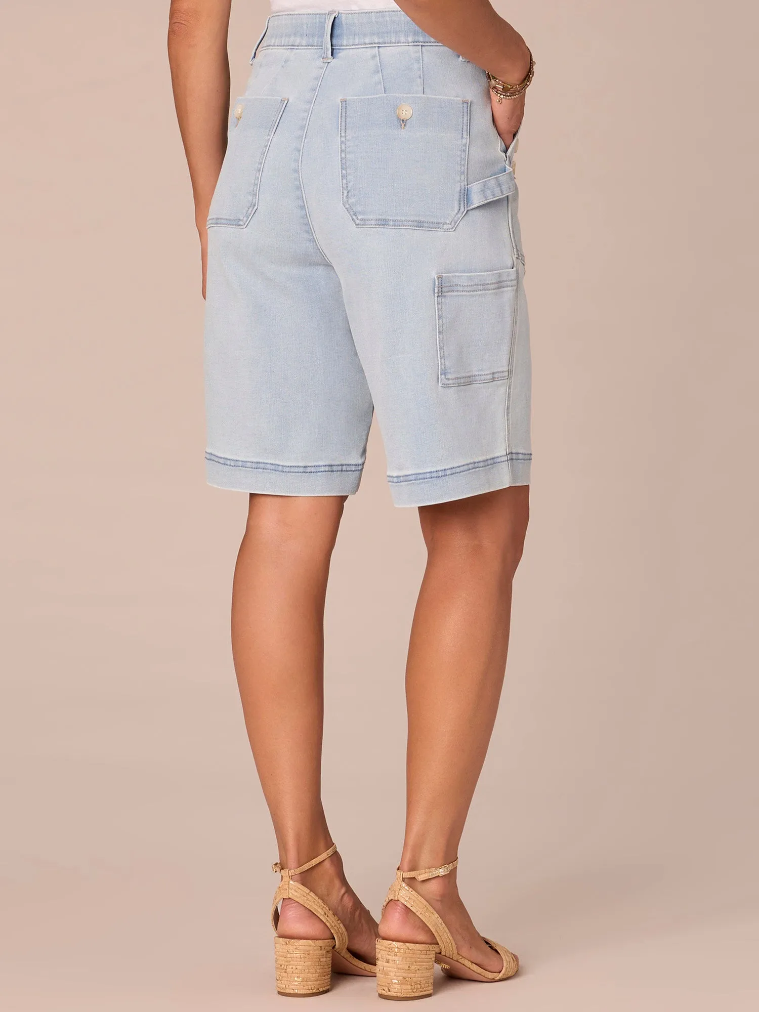 "Ab"solution Skyrise Sailor Button Patch Pocket Bermuda Shorts