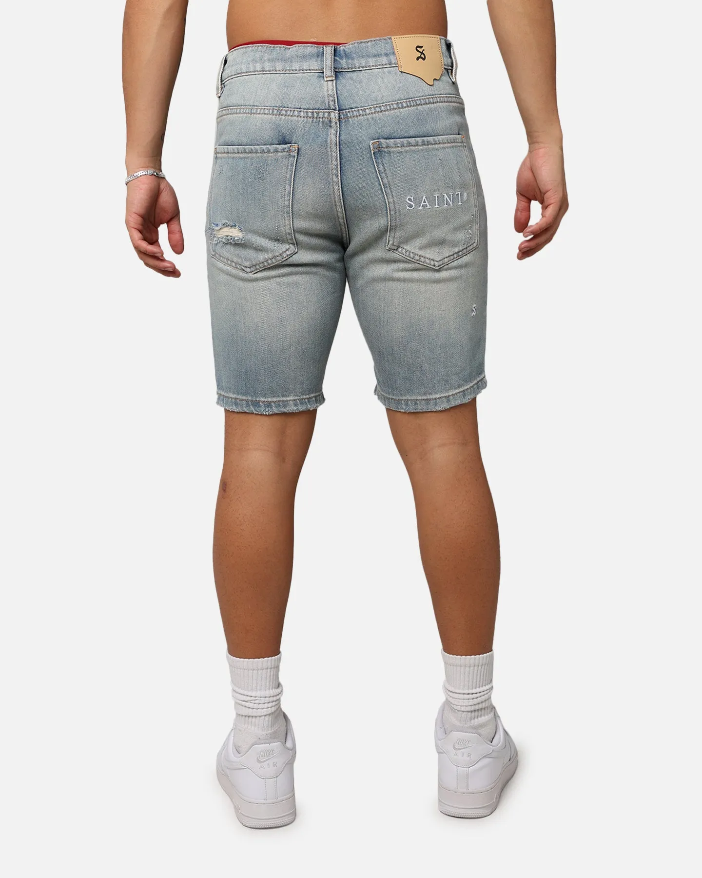 Saint Morta Destroyer Distressed Shorts Vintage Blue