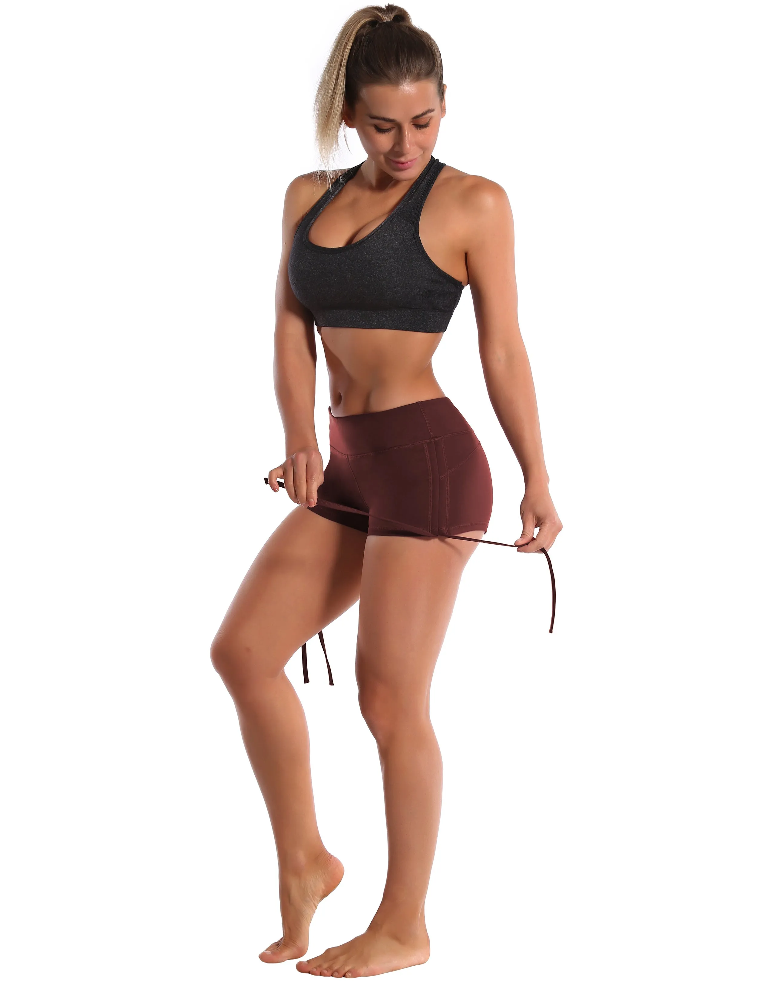 Side Drawstring Hot Shorts mahoganymaroon_Running