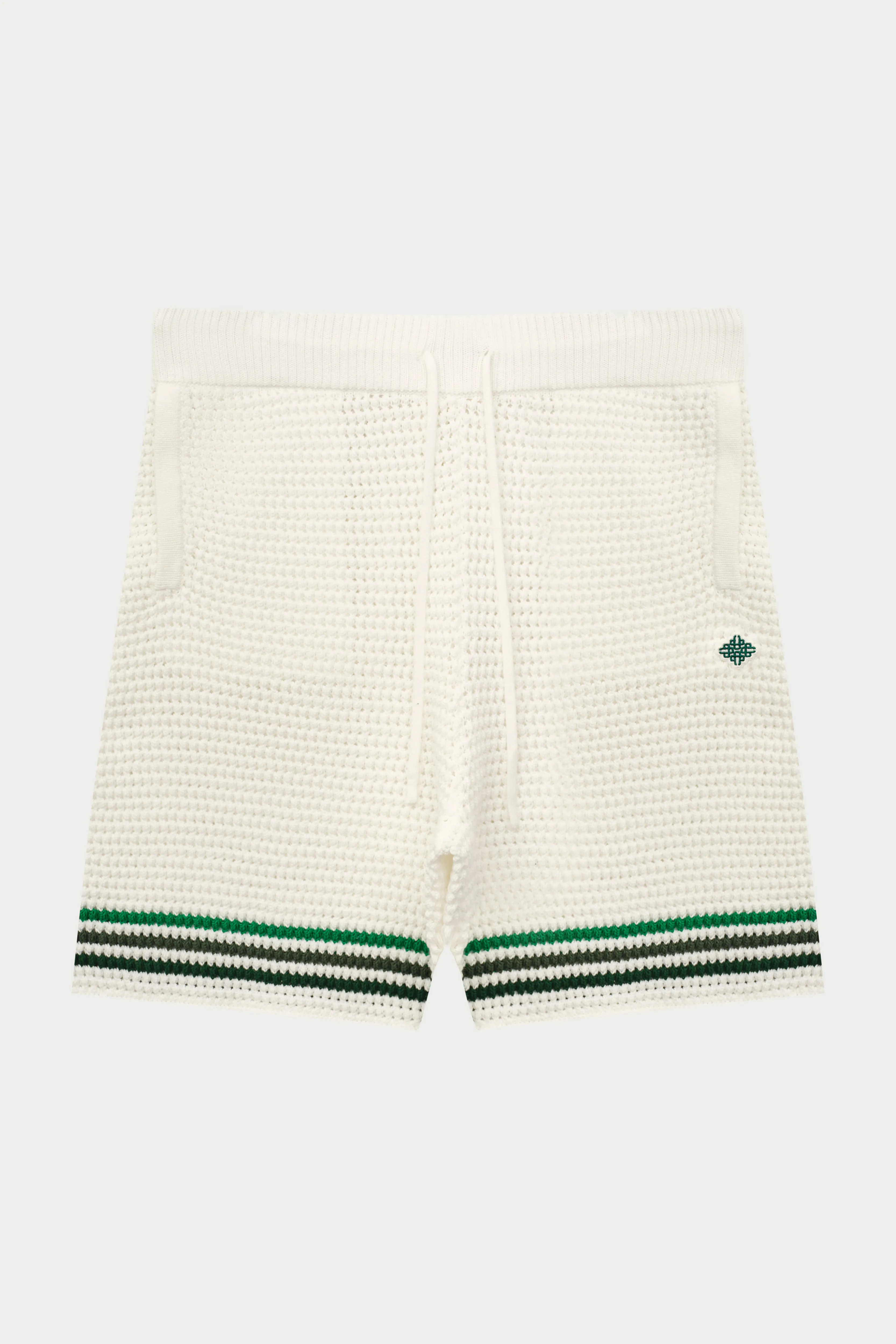 STRIPE CROCHET KNIT SHORTS - WHITE