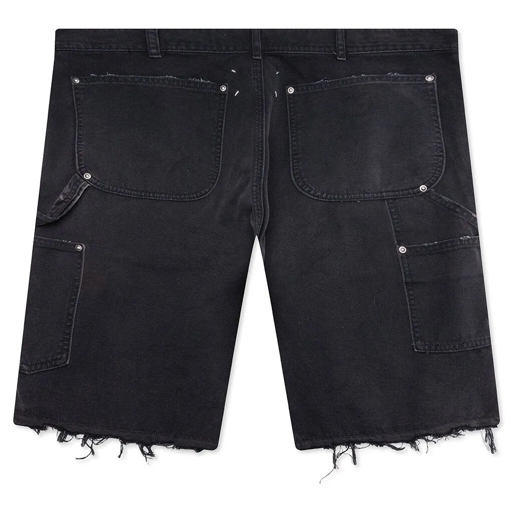Stud Denim Shorts - Black
