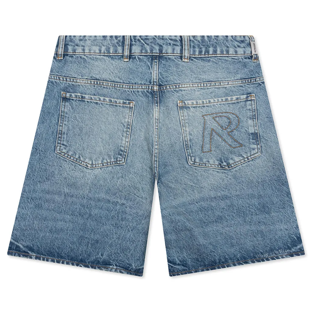 Tailored Denim Shorts - Blue