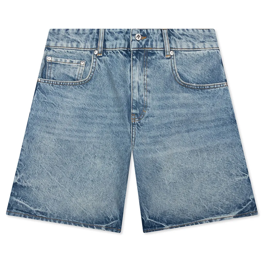 Tailored Denim Shorts - Blue