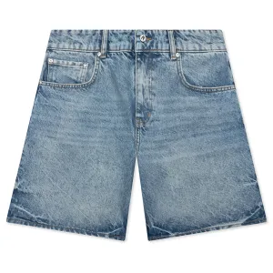 Tailored Denim Shorts - Blue