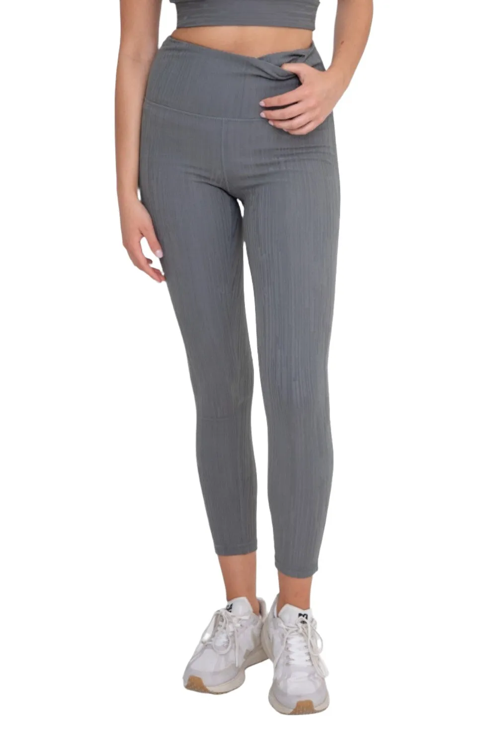 Textured Lines Jacquard High Waist Leggings APH8090