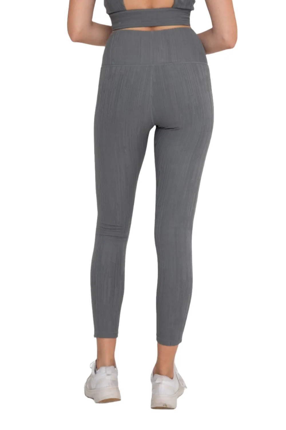 Textured Lines Jacquard High Waist Leggings APH8090