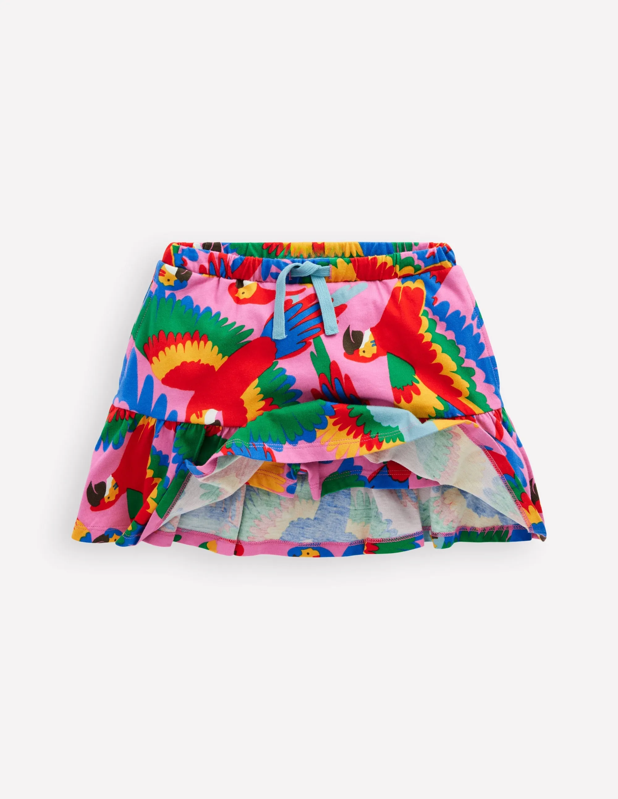 Tiered Jersey Skort-Multi Rainbow Parrot