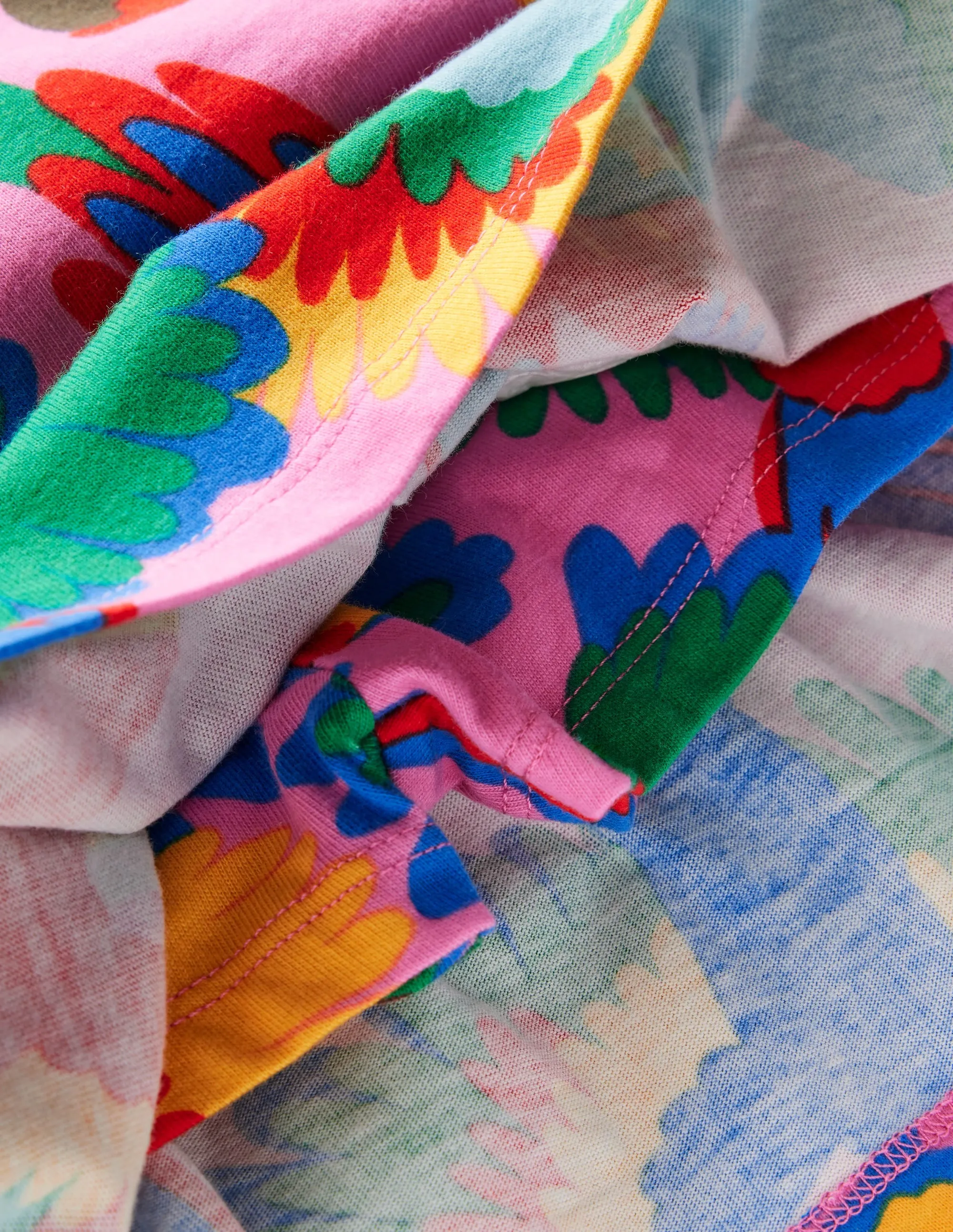 Tiered Jersey Skort-Multi Rainbow Parrot