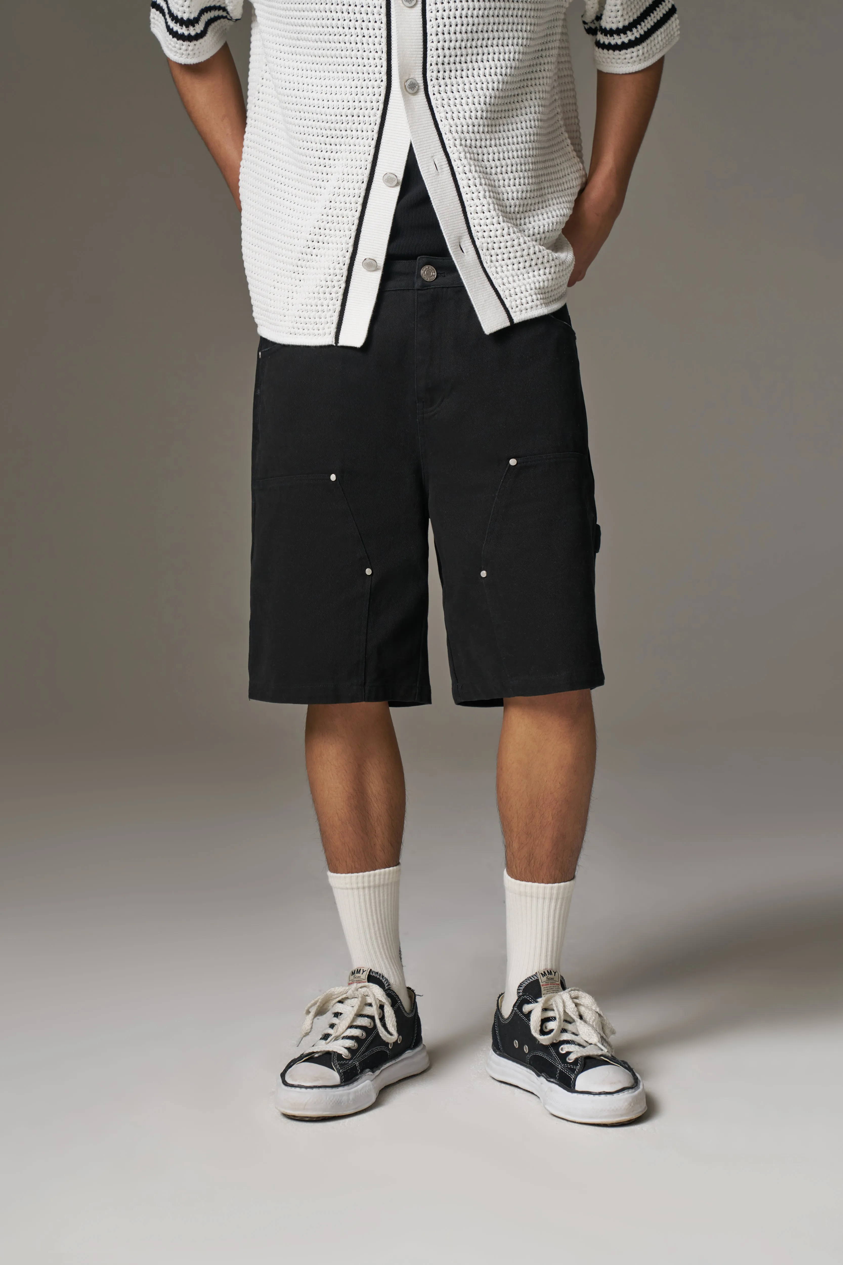 TWILL CARPENTER SHORTS - BLACK