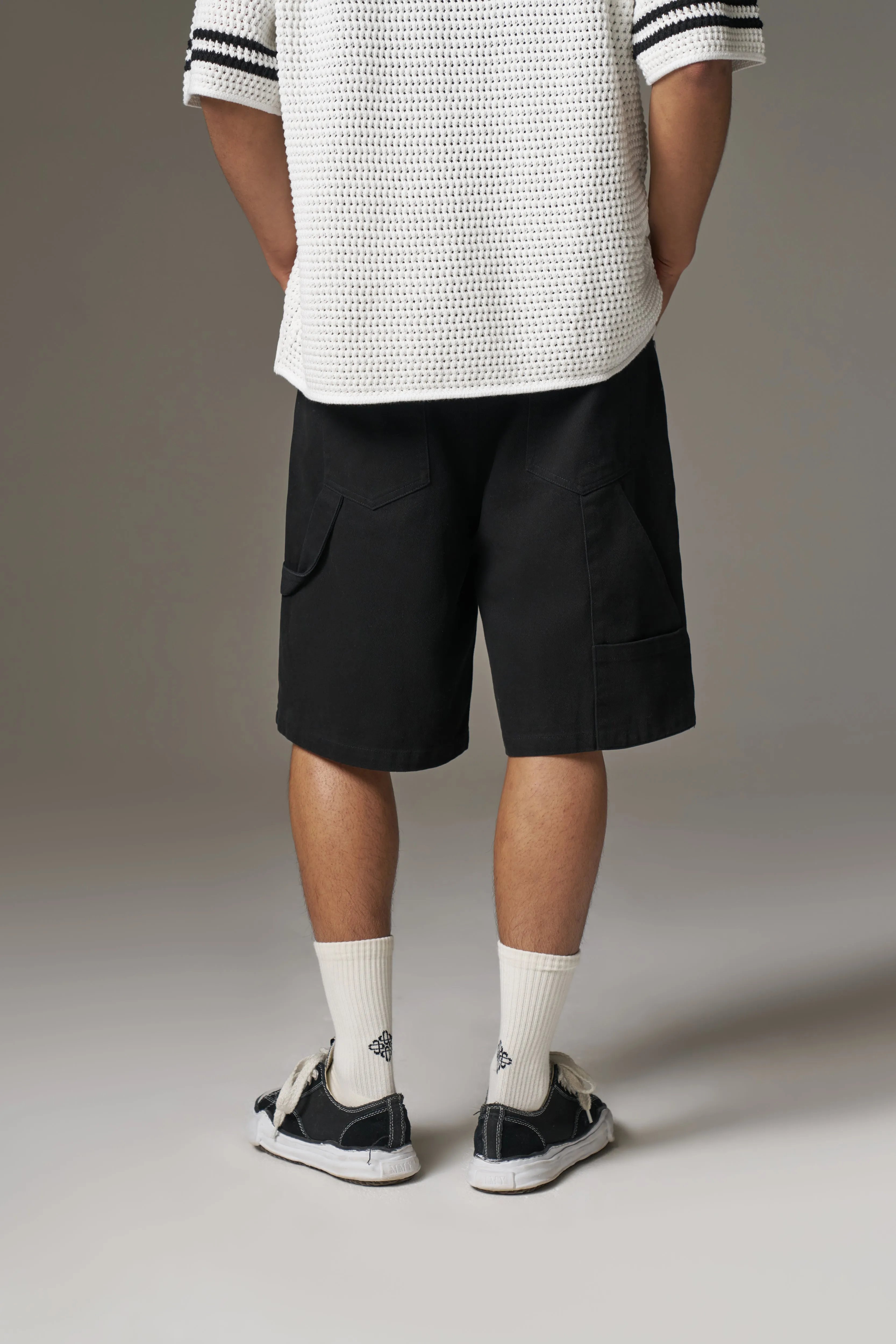 TWILL CARPENTER SHORTS - BLACK