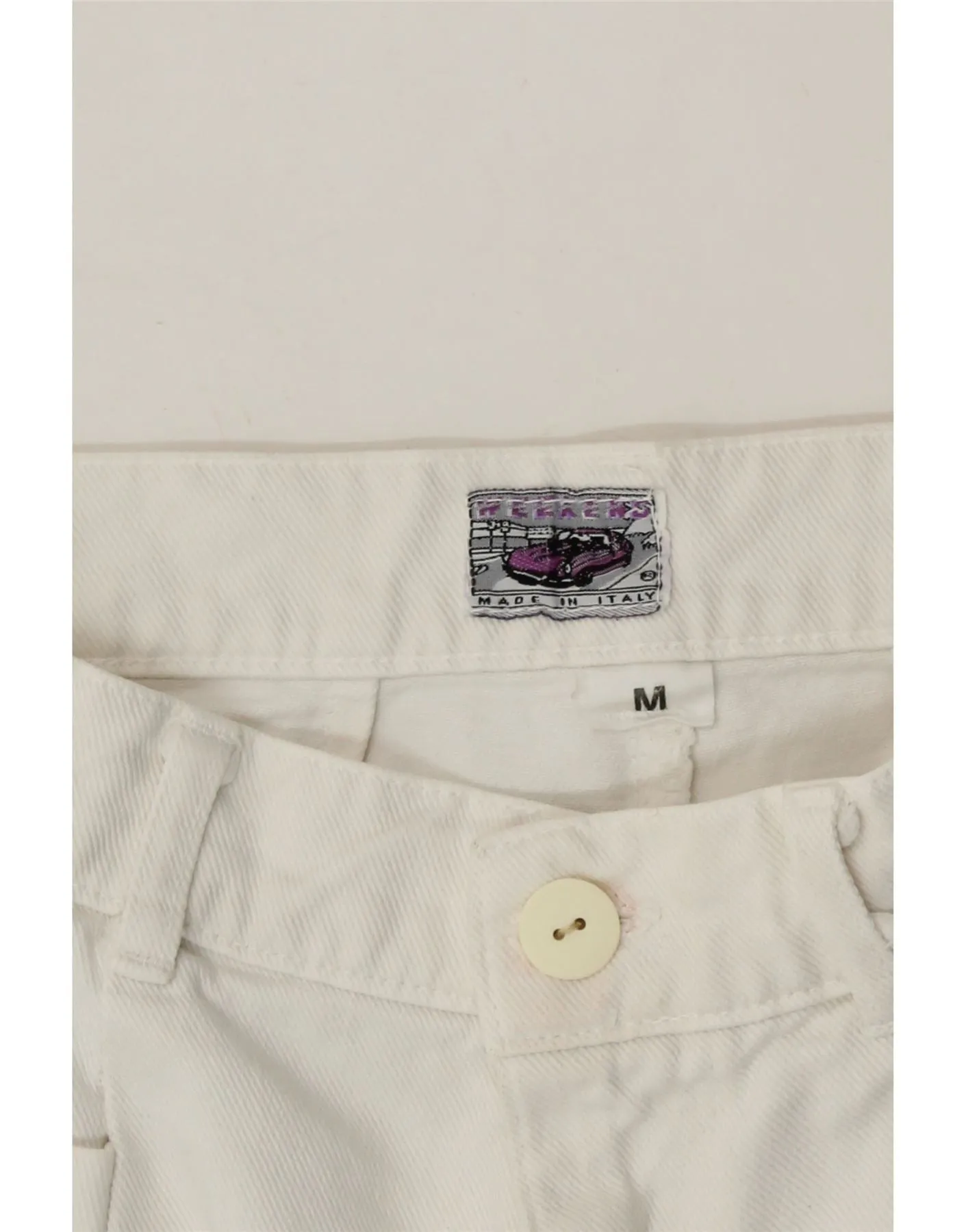 VINTAGE Womens High Waist Denim Shorts Medium W26 White