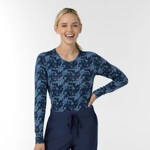 Women's All-over Print Silky Tee - Beachy Blooms Navy