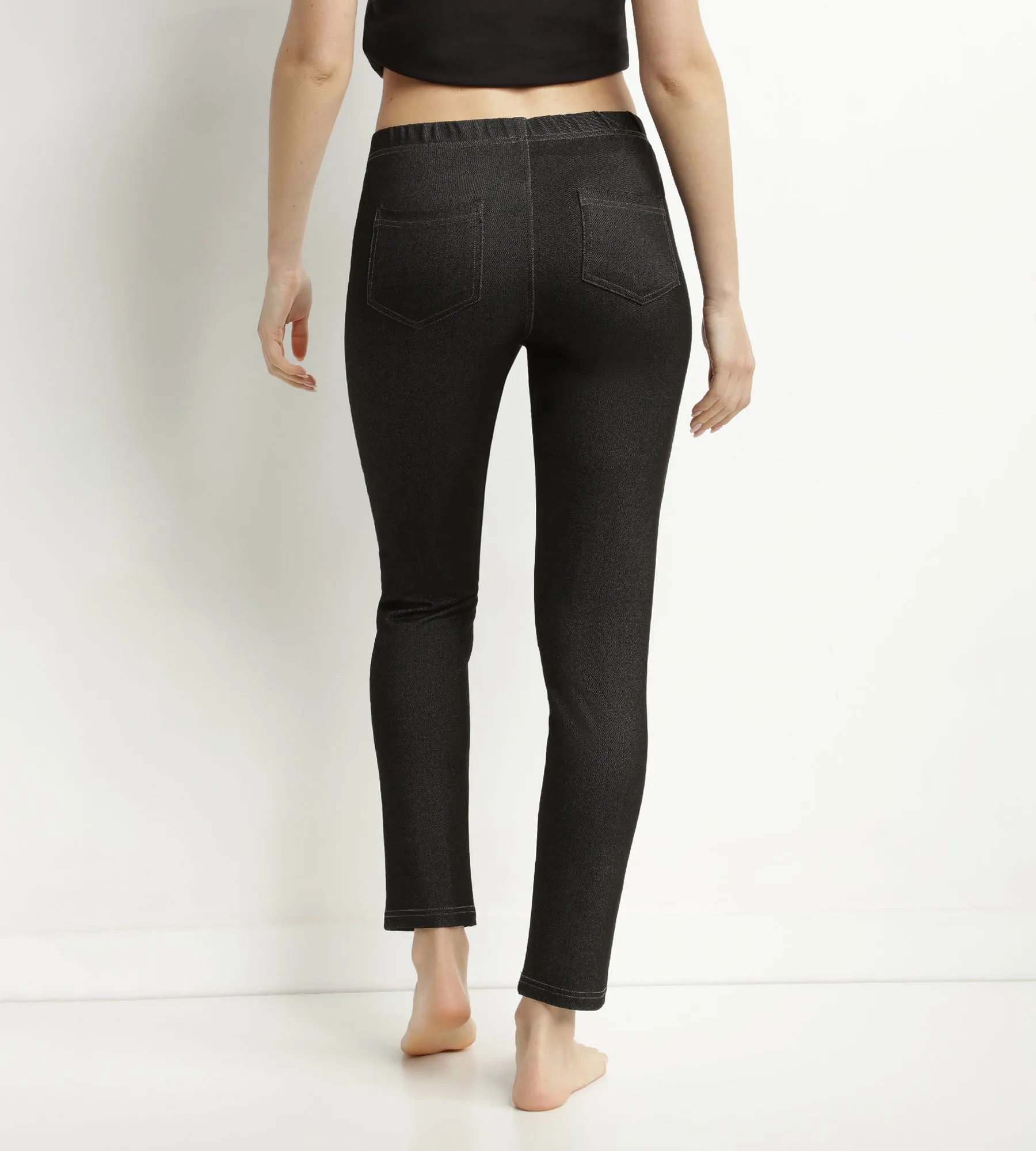 Women's black denim leggings with pockets Dim Relax & Go