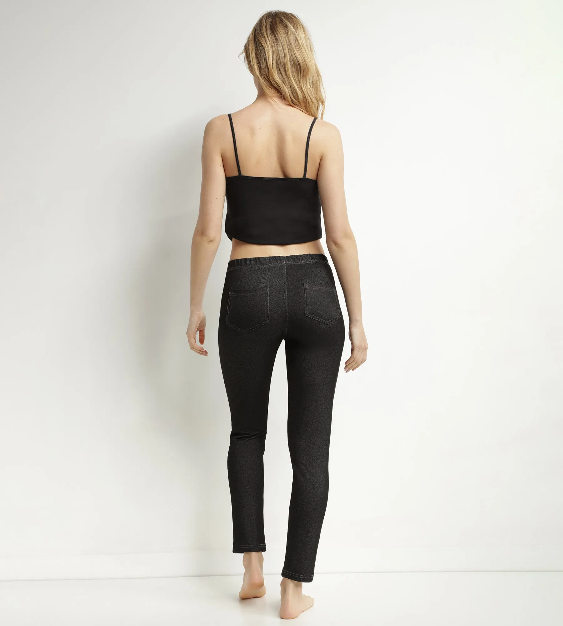 Women's black denim leggings with pockets Dim Relax & Go
